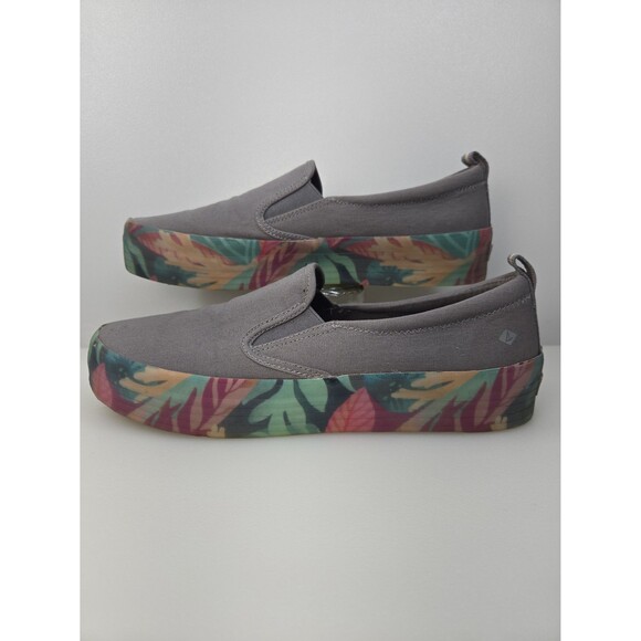 Sperry Crest Twin-Gore Slip-On Platform Sneakers Shoes Grey Tropical Women's 11 - Picture 2 of 12
